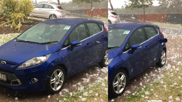 Χαλάζι σπάει αυτοκίνητο σε ελάχιστα λεπτά!